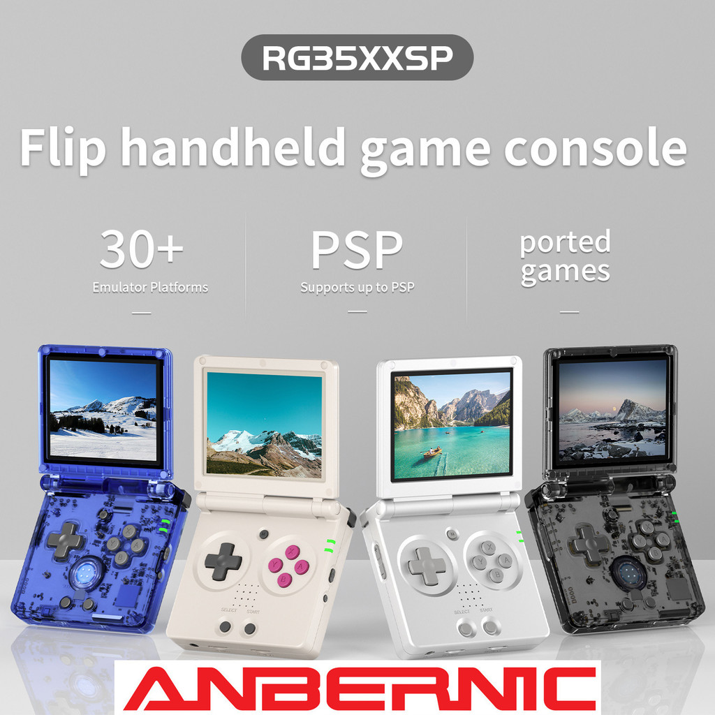 th ANBERNIC RG35XXSP ฝาครอบแบบพับพับได้หน้าจอ HD คอนโซลเกมมือถือย้อนยุคการเชื่อมต่อ HDMI