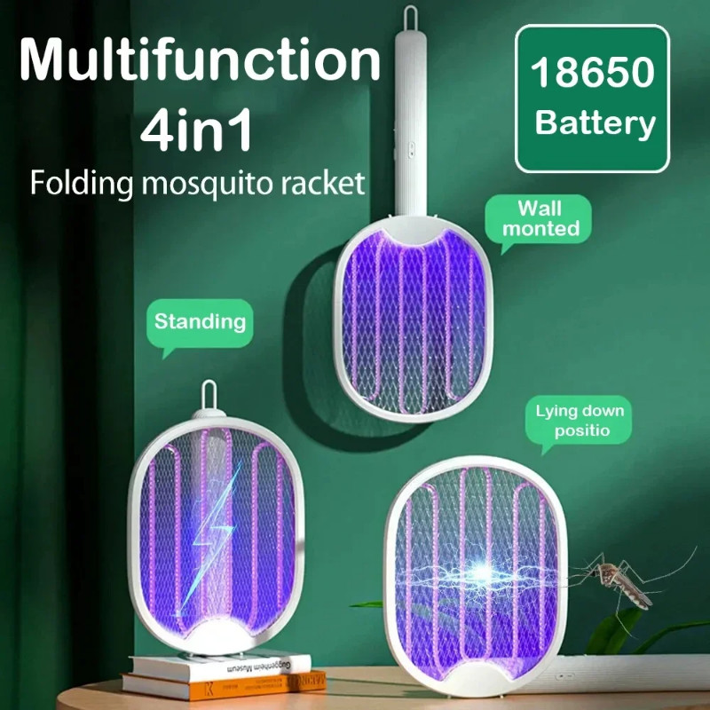 Foldable Electric Mosquito Killer USB Rechargeable Fly Trap Mosquito Swatter Racket Insect Killer W