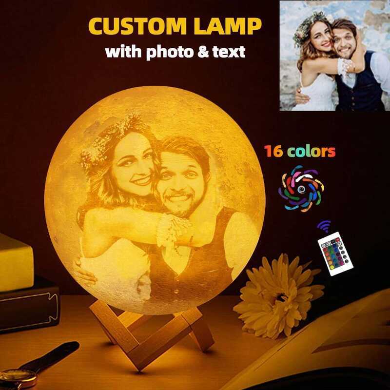 C 3D Printing Moon Lamp Personalized Photo Text Customized USB Night Light Birthday Mother Day Vale