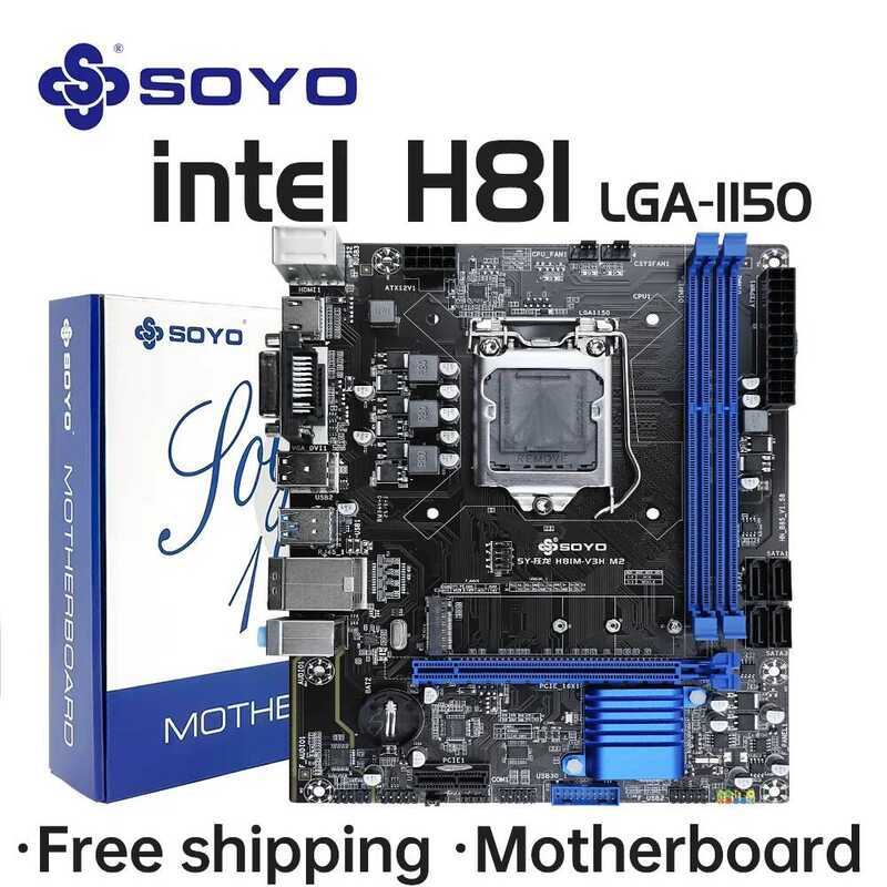SOYO H81 Motherboar DDR3 LGA 1150 RAM 16GB Support I3 I5 I7 Nvme NGFF M.2 Slot VGA HDMI-Compatible R