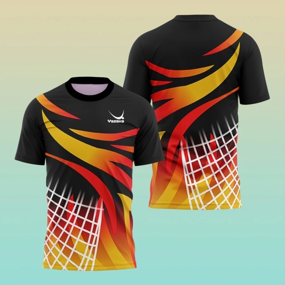 Yasaka เสื้อยืดปิงปอง Quick-Drying Jersey Slim Fit ฟิตเนสเสื้อแขนสั้นกีฬา Breathable Unisex ความร้อน
