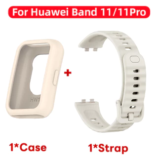 สายรัดนาฬิกาซิลิโคนและชุดกรณีร่องนุ่มสำหรับ Huawei Band 11 11Pro ครอบคลุมเต็มรูปแบบ + สายซิลิโคนสำหรับ Huawei Band 11