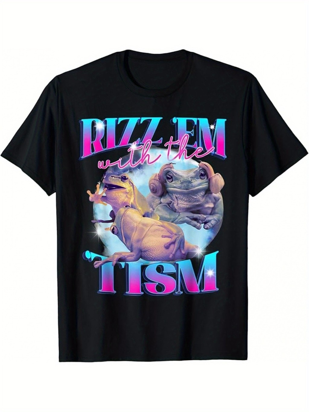 1 ชิ้น Rizz Em พร้อม Tism Frog ออทิสติก Awareness เสื้อยืด - อารมณ์ขัน Meme กราฟิก, 200 กรัมผ้าฝ้าย 