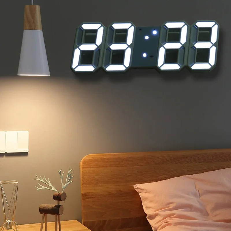 Digital Wall Clock 3D Numbers Desk Watches Electronic Alarm Modern Home Decoration for Bedroom Inte
