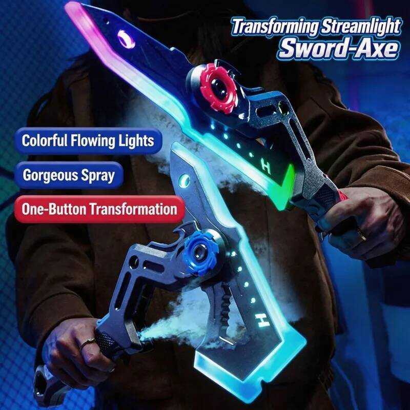 C Shadow Sword Axe Double Blade 2-In-1 Tomahawk Colorful Streaming Sound Effects Double Shapeshifti