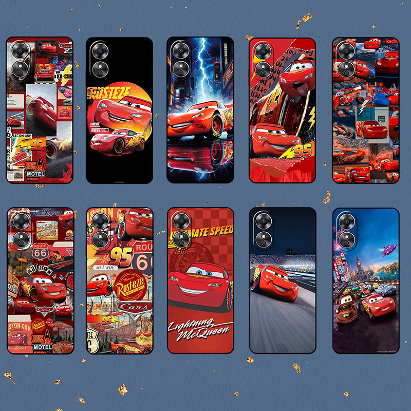 สําหรับ OPPO A96 A98 R9 R9S Reno 8Z 8T 7 8 lite Lightning McQueen เคสโทรศัพท์ TPU สีดํานุ่ม