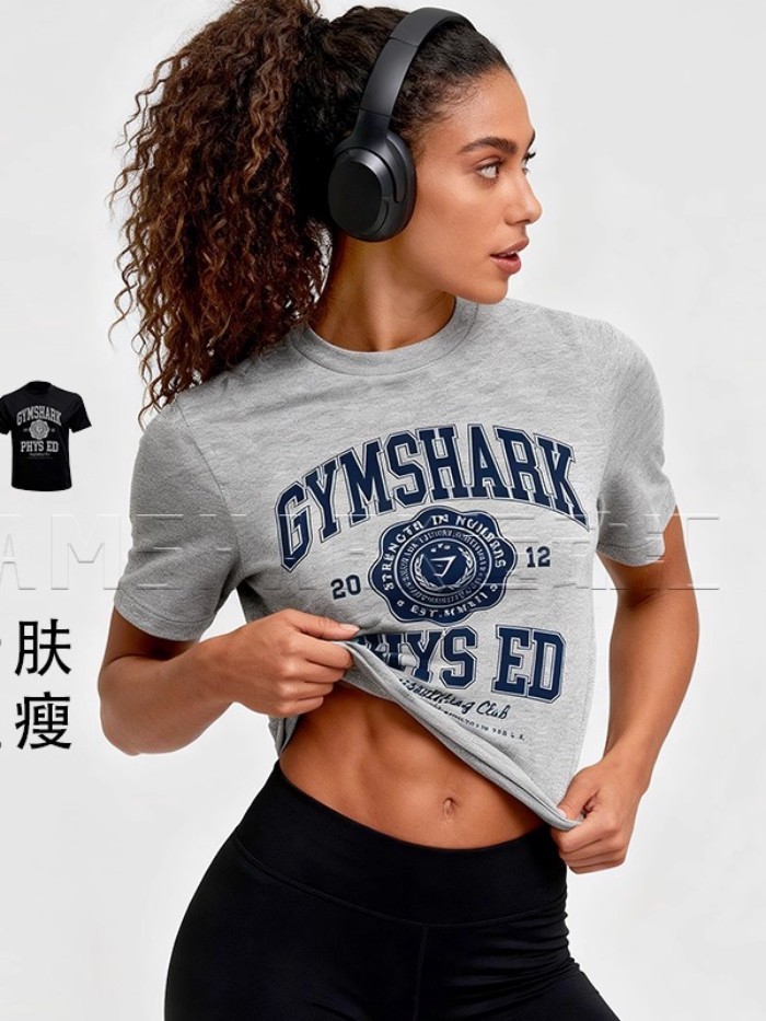 GYMSHARK ผู้หญิง กางเกงยืดแขนสั้น สลิม핏 สำหรับโยคะและพิลาทิส
