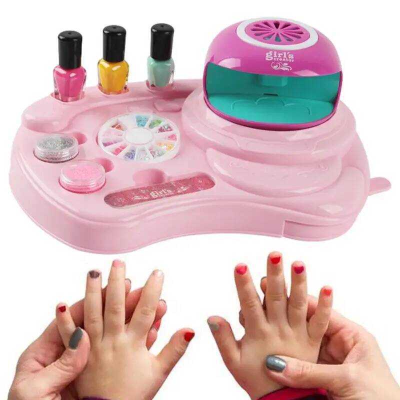 C Kids Nail Polish Set Girls Nail Set With Nail Dryer Nail Art Kit For Girls Spa Kit Girl Pretend T