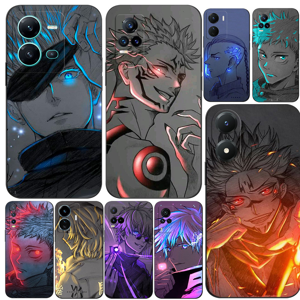 สําหรับ vivo Y71 Y71A Y73S 5G Y76 S7e 5G Y81 Y83 ไม่มีนิ้วพิมพ์หลุมโทรศัพท์ซิลิคอนอ่อน Jujutsu Kaise