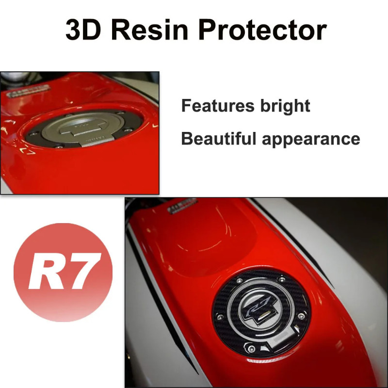 R7 For YAMAHA R7 2021-2024 Motorcycle Fuel Tank Cap Sticker 3D Resin Waterproof Anti-scratch Protec