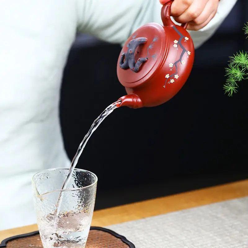 Chinese Yixing Purple Clay Teapots Raw Ore Dahongpao Stone Scoop Tea Pot Home Zisha Filter Kettle T