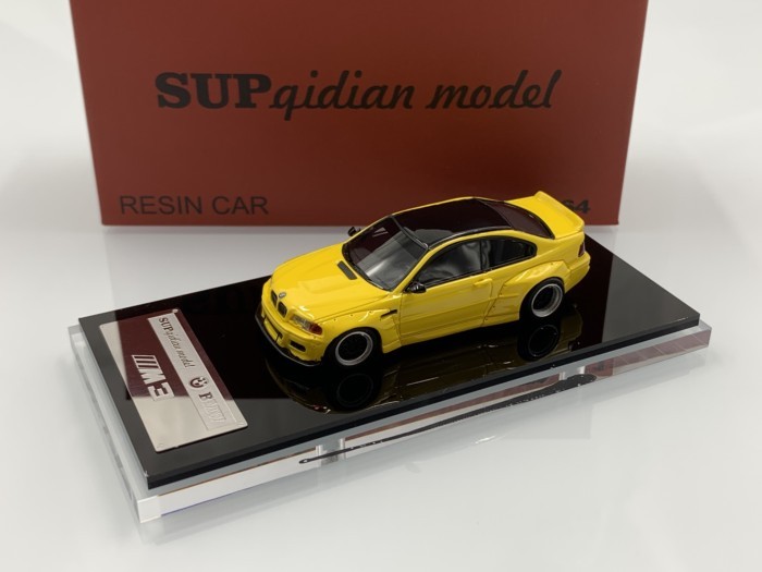 SUP qidian จุดเริ่มต้น 1/64 BMW M3 E46 CSL 3 Series พรีเมี่ยมเรซิ่นรุ่นรถสีเหลือง