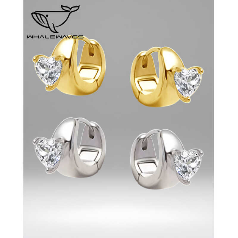 E9752 Simple Love Heart 3A Live สีเพทายฝัง ต่างหูสำหรับผู้หญิง