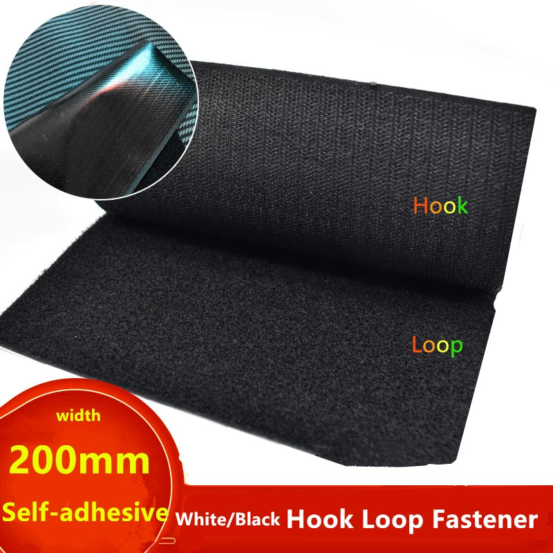 White/Black 20CM Self-adhesive Hook Loop Fastener 200mm Magic Tape for Window Door Curtain Sofa Clo
