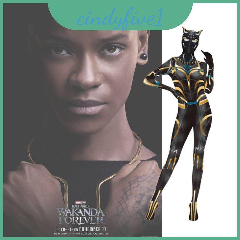บอดี้สูทสตรีสีดำพร้อมหมวก คุณภาพPremium จากLetitia Wright