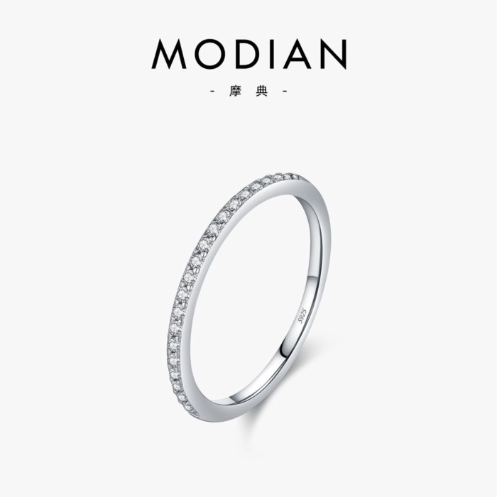 MODIAN MODIAN VVS1 Clarity Moissanite s925 เงินสเตอร์ลิง Influencer สไตล์ ins ธุรกิจ All-Match แถวแ