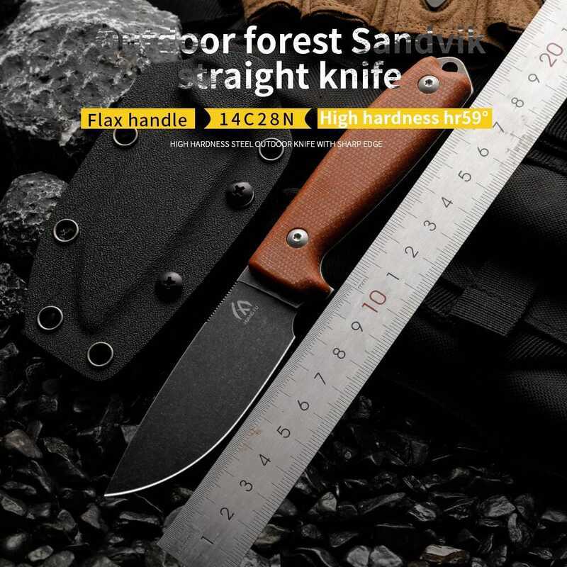 C Huangfu En Fiber Handle 14C28n High Quality Steel Integrated Cutting Tool Outdoor Wilderness Surv