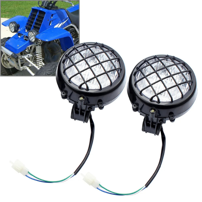 2PCS Front Head Light Headlight For 70/110/125/150/150cc 4 Wheeler Quad Dirt Bike ATV Dune Buggy fo