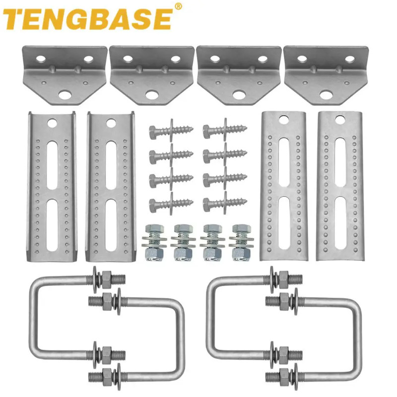 4PCS 8" Boat Trailer Bunk Bracket Galvanized Swivel Top Bunk Bracket Kit For 1.5"x3", 2"x3", 3"x3"