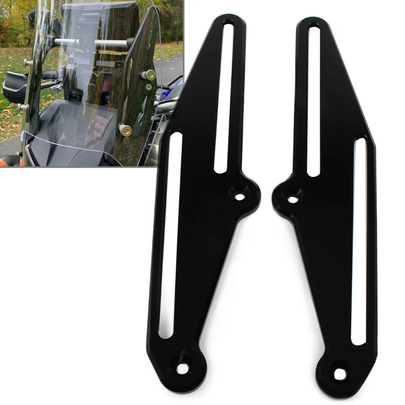 2Pcs Black Motorcycle Windshield Bracket Windshield Adjuster Aluminum For Yamaha Tenere 700 T700 Te