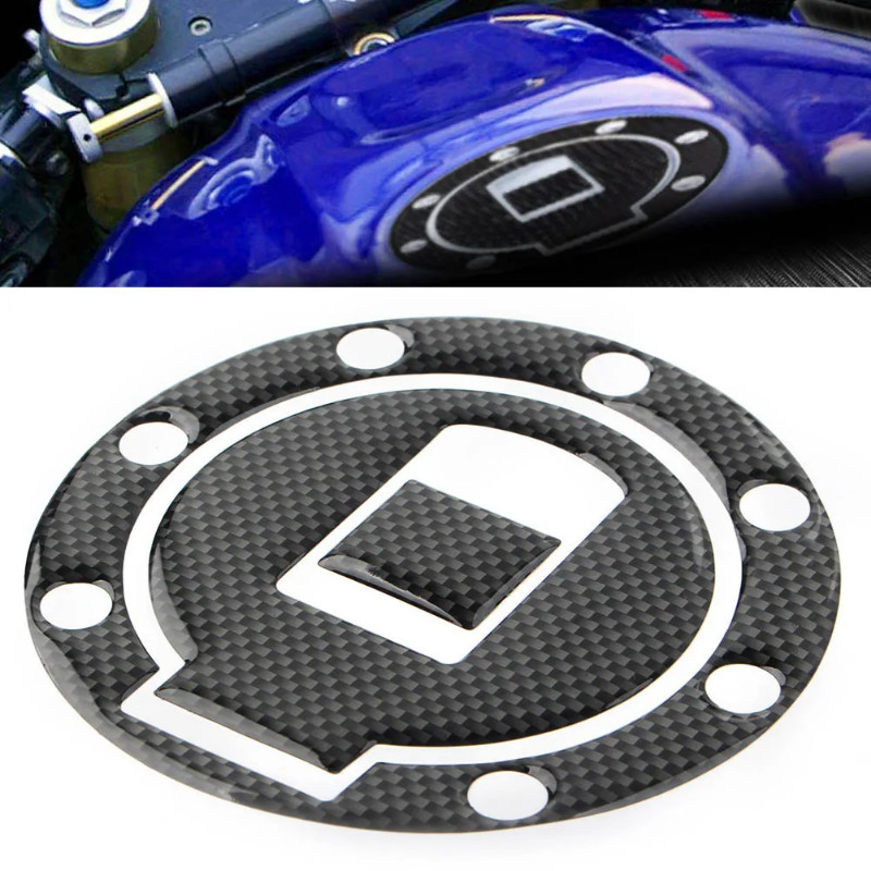 Carbon Fiber Motorcycle Gas Tank Fuel Cap Cover Pad for Yamaha R1/R6/600 YZF/FZR/FJ/FJR Perforated