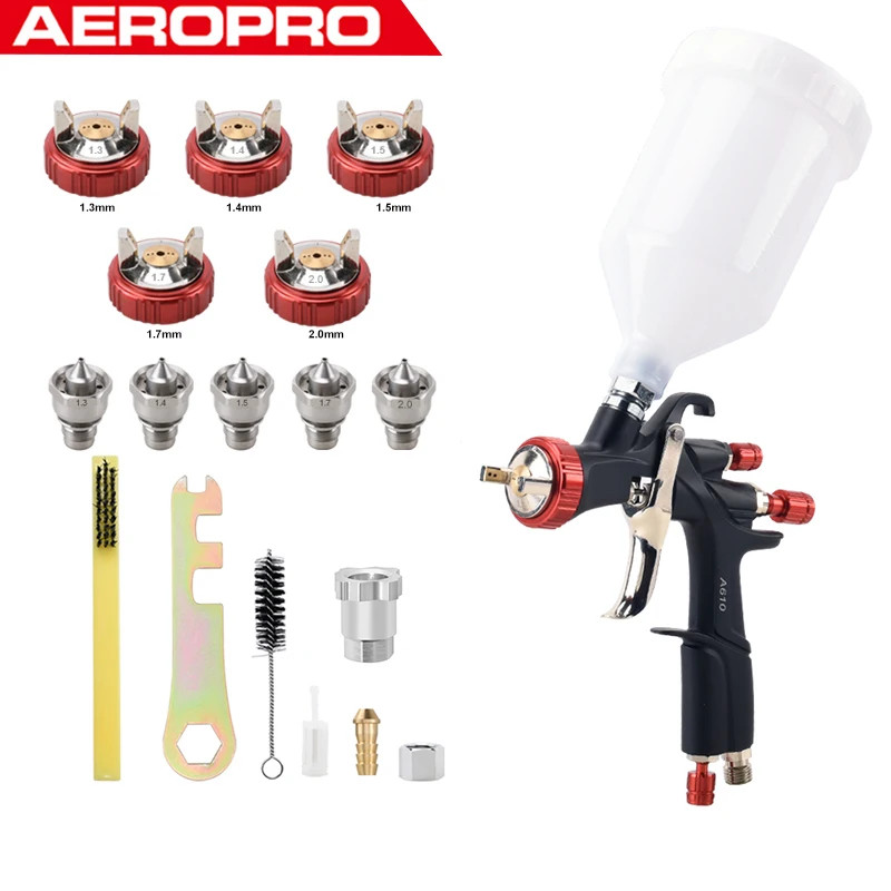 AEROPRO LVLP Spray Gun Paint Spray Gun A610+Material pot interface Car Painting Gun Water Based Air