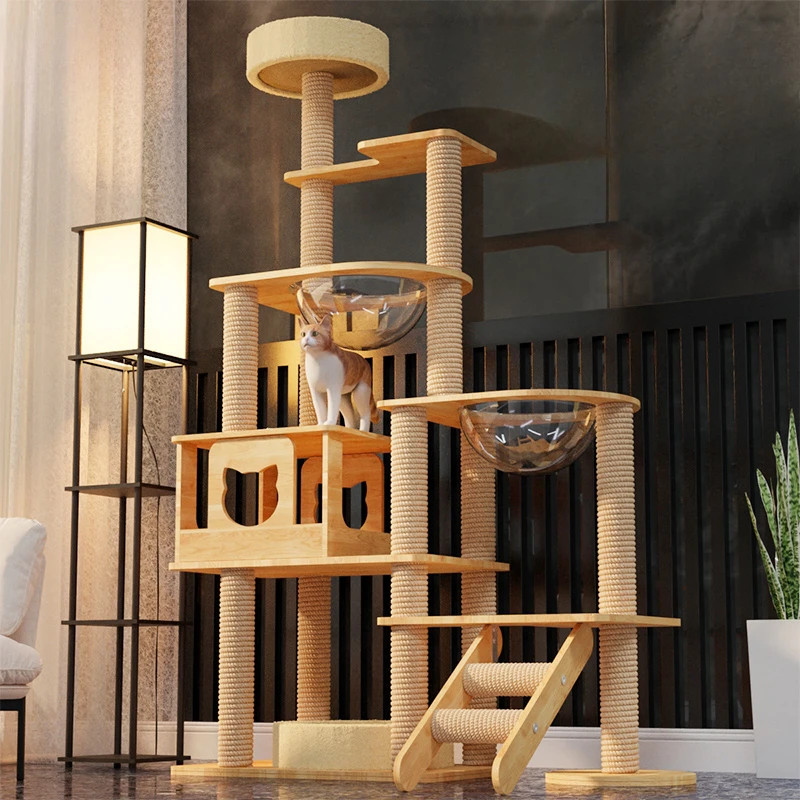 Tree Tower House for Large Cats, Claws, Sofa Protection, Cats with Scrapers, Wooden Cat Scratcher,