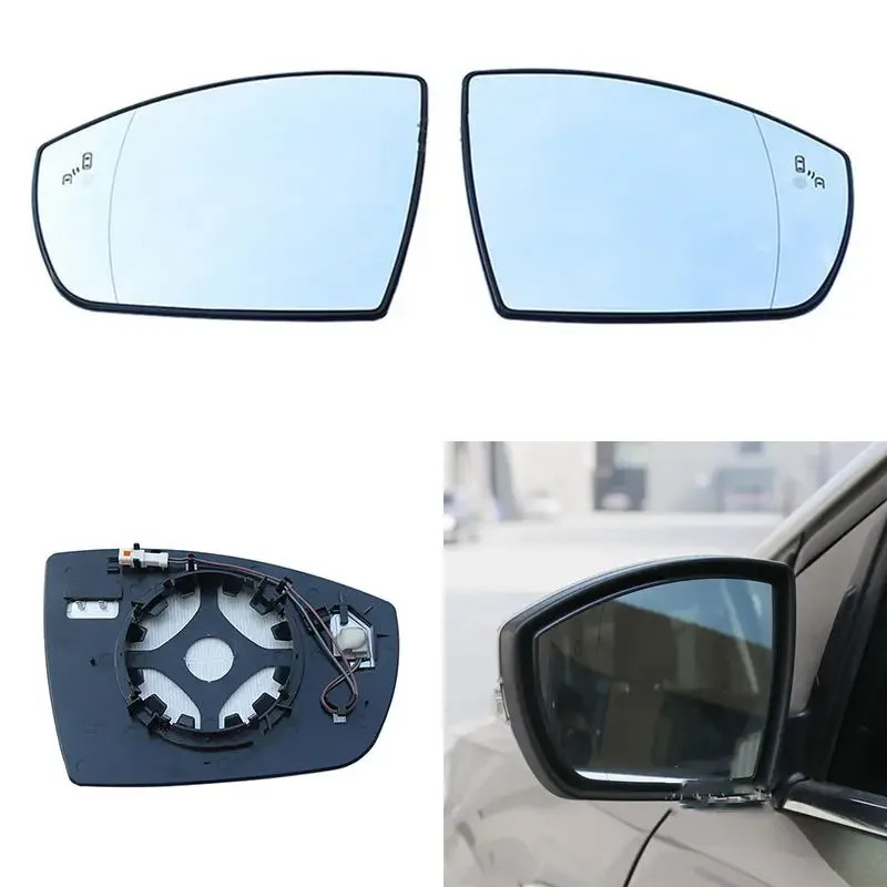 Heated Blind Spot Warning Side Mirror Glass For Ford KUGA II BSM Auto Wing Rearview Convex 2013- 20