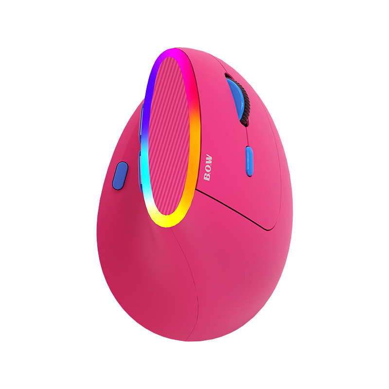 JOMAA &BOW เมาส์แนวตั้งตามหลักสรีรศาสตร์ไร้สาย RGB Backlit ชาร์จ USB + บลูทูธ + แบบมีสายหลายอุปกรณ์ LED เมาส์ตามหลักสรีรศาสตร์