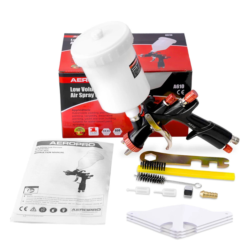 AEROPRO A610 LVLP For Car Painting Spray Gun Along With 3 Durable Funnels 2 Filter Screens Regulati