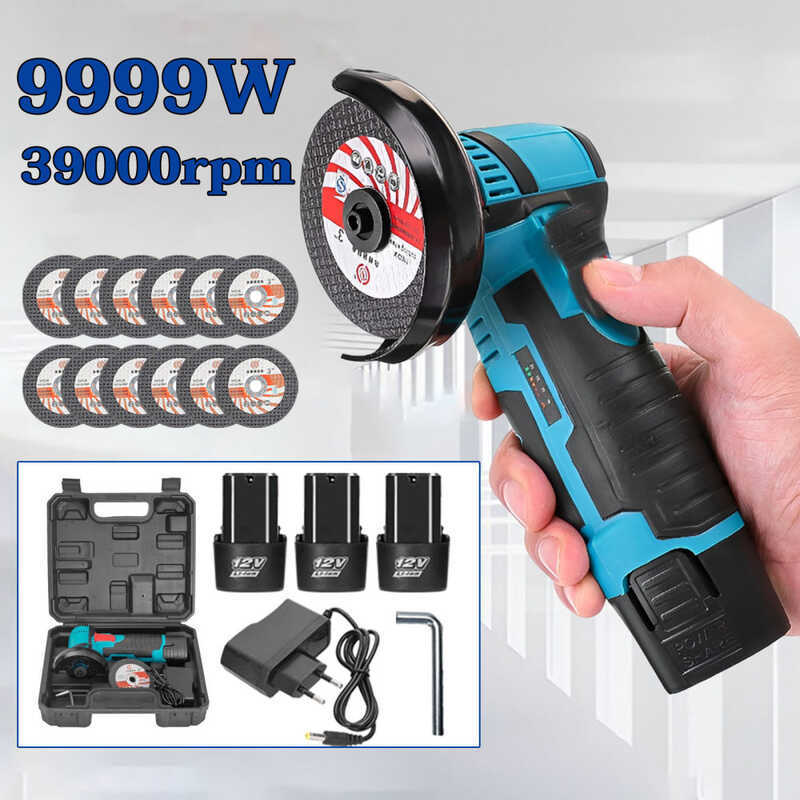 รับประกัน 10 ปีจัดส่งฟรี9999W เครื่องเจียรล้อเจียรมุมไร้สาย Free2 ใบตัด