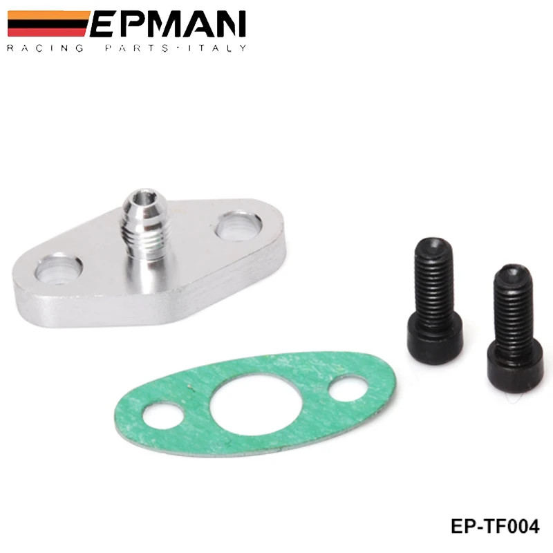Turbo Oil Feed Inlet Flange Gasket Adapter Kit 4AN 4 AN Fitting T3 T3/T4 T04 EP-TF004