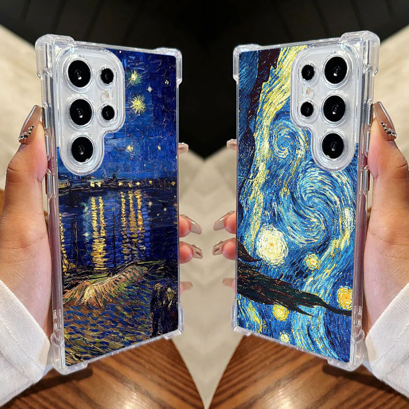 Van Gogh Starry Night Cafe Terrace Sunflower Case สําหรับ Samsung S25 Ultra S24 FE S23 Plus S20 S25 