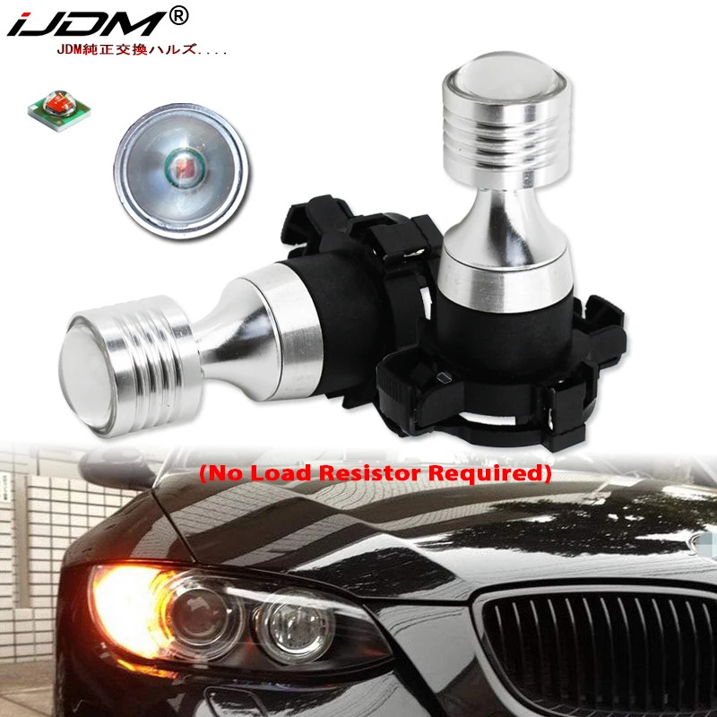 2pcs Amber Yellow Error Free CAN-bus PY24W 5200s LED Bulbs For BMW 3 4 5 Series X3 E70 X5 X6 Z4 Fro