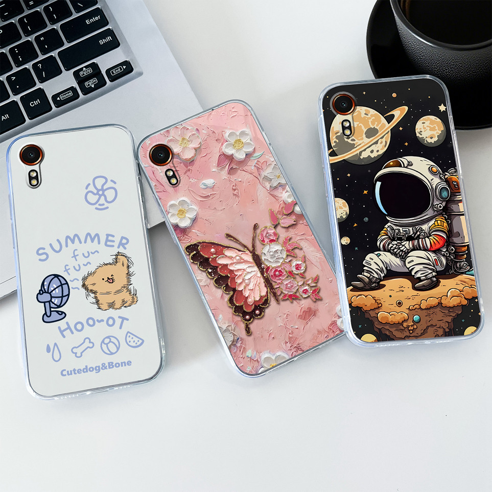 สําหรับ Samsung Galaxy Xcover 6 Pro กรณีแฟชั่นนักบินอวกาศผีเสื้อ TPU Clear Soft สําหรับ Xcover6 Pro 