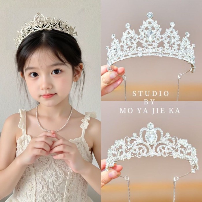 Rhinestone Crystal Sparkling Crown Tiara Headpiece Stage Performance Birthday Party Dress Up Girls Hair Accessory มงกุฎ เด็กผู้หญิง วันเกิด ปาร์ตี้ แสดงบนเวที ของขวัญ