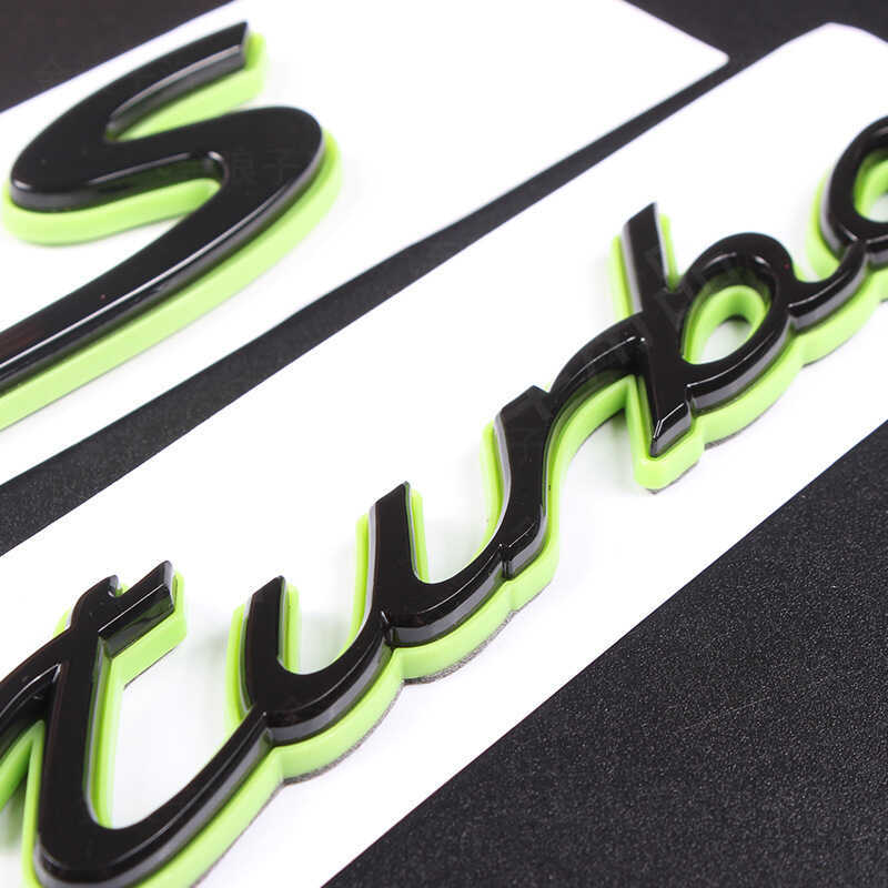 เหมาะสําหรับโลโก้รถ Porsche สีเขียว Macan Paramela 4S Cayenne e-hid Word โลโก้ดัดแปลงโลโก้ไฮบริด