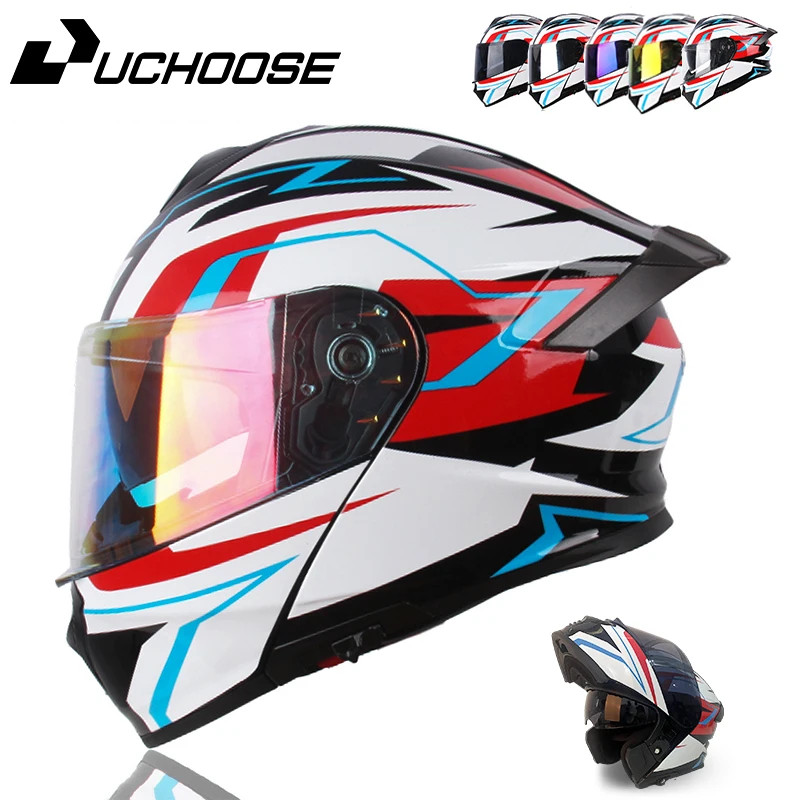 DOT Uchoose Approved Full Face Helmets Crash Motorbike Protective Gear Modular Flip Up Motorcycle H