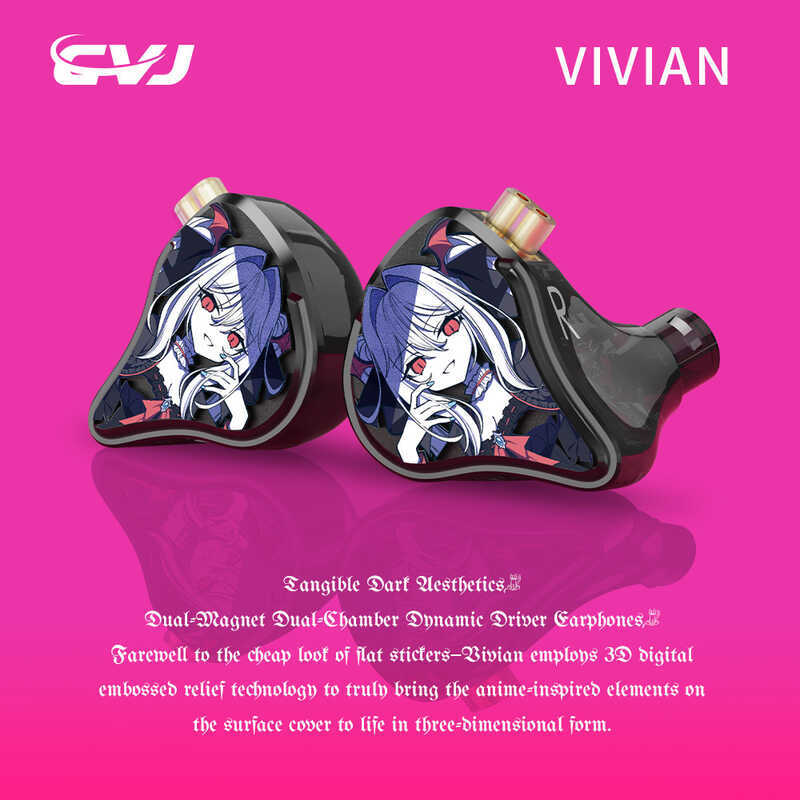 CVJ Vivian Vivian หูฟังชนิดใส่ในหูแบบมีสาย HIFI Music ชุดหูฟังสองมิติ