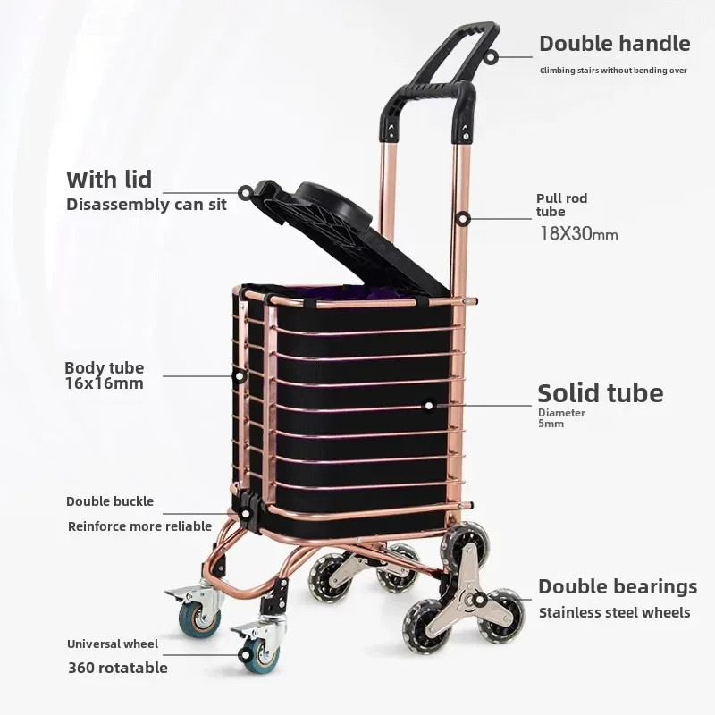 Shopping Cart Small Shopping Climbing Stairs Folding Portable Trolley Elderly Light Household Cart