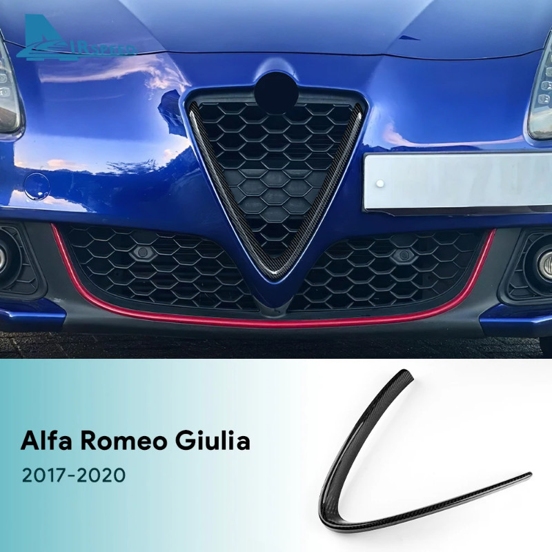 For Alfa Romeo Giulia 2017 2018 2019 2020 Real Hard Carbon Fiber Sticker LHD RHD Car Grille Decorat