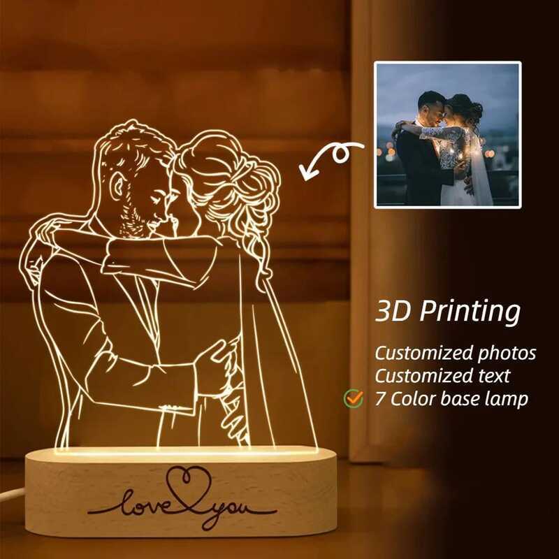 C Dropship Personalized Gifts 3D Photo Engraving Base Text Custom Valentine's Day Birthday Annivers