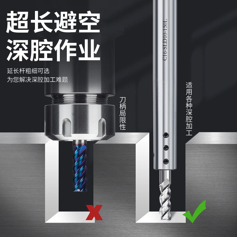 OUIO SLD Extension Rod C8 C10 C12 C16 C20 3mm 8mm 10mm 12mm High Precision Side Fixed Extension Rod