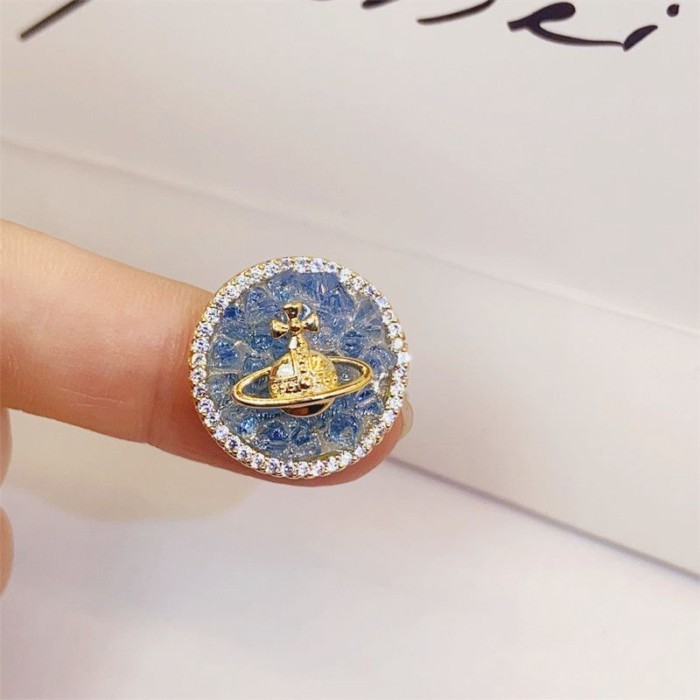 New_Versa*eBlue Crystal Saturn Anti-Lighting Seamless Magnetic Button Shirt Collar Non-Surfing เข็มก