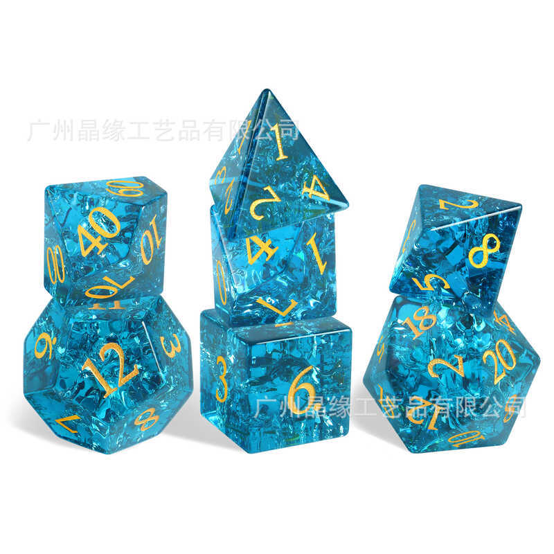 K9 Crystal Color Blue Glass Set Dungeon and Dragon Game DND RPG Multi-faceted Crystal Dice