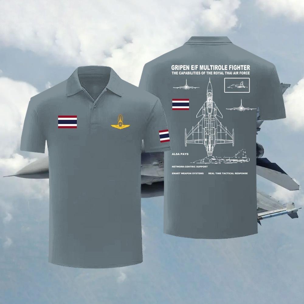 เสื้อโปโล F-16 พิมพ์เครื่องบินขับไล่ F-16 Peace Thailand S-5XL Unisex "F-16 FIGHTING FALCON"#02