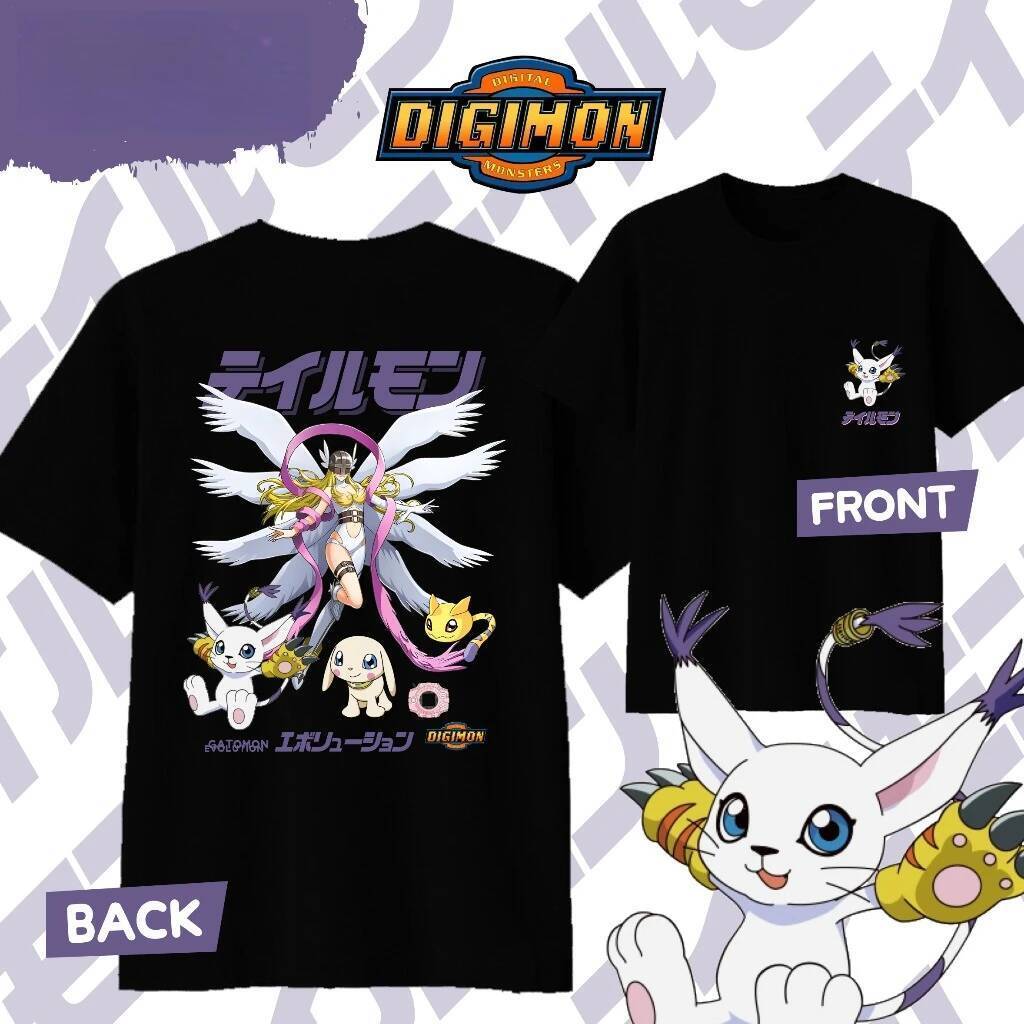 อะนิเมะ Digimon Gatomon Evolution พิมพ์เสื้อยืดผู้ชายและผู้หญิงเสื้อยืดชาย Harajuku เสื้อยืด