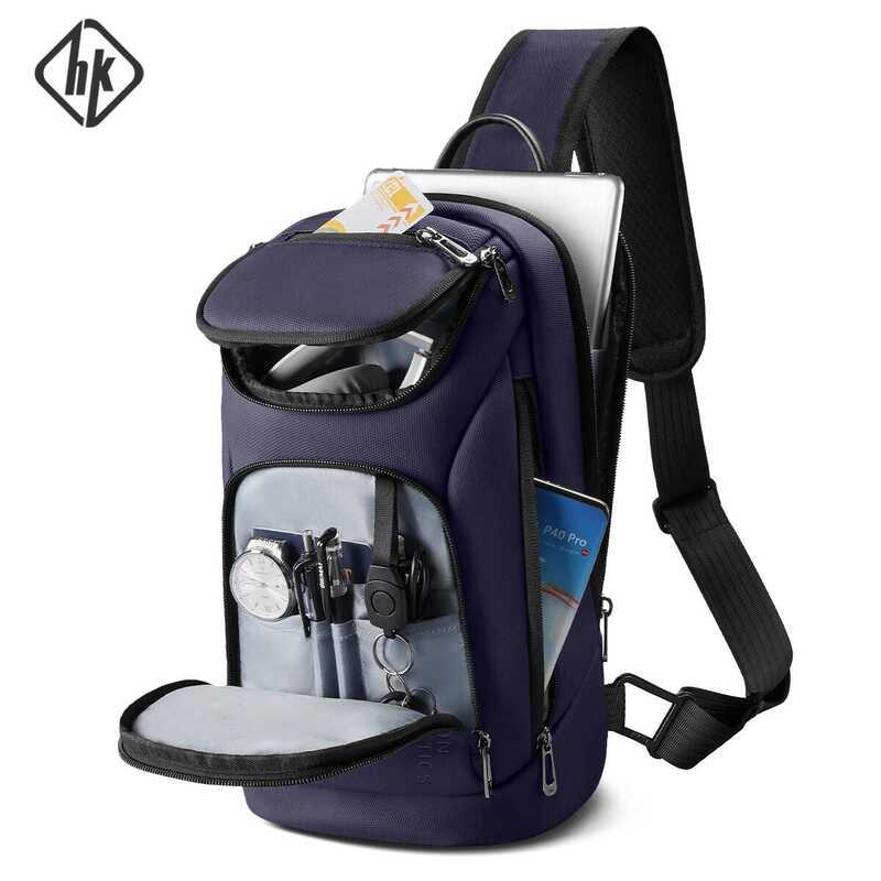 C C HK Multifunctionl Men's Shoulder Waterproof Crossbody Messenger S For Male Short Trip Sg Casual