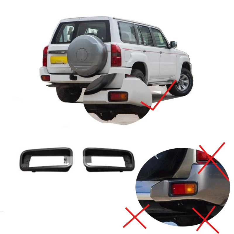 1 Piece Rear Bumper Lamp Cover for Nissan Patrol Y61 Rear Bumper Light Frame for Y61 Bumper Cover T
