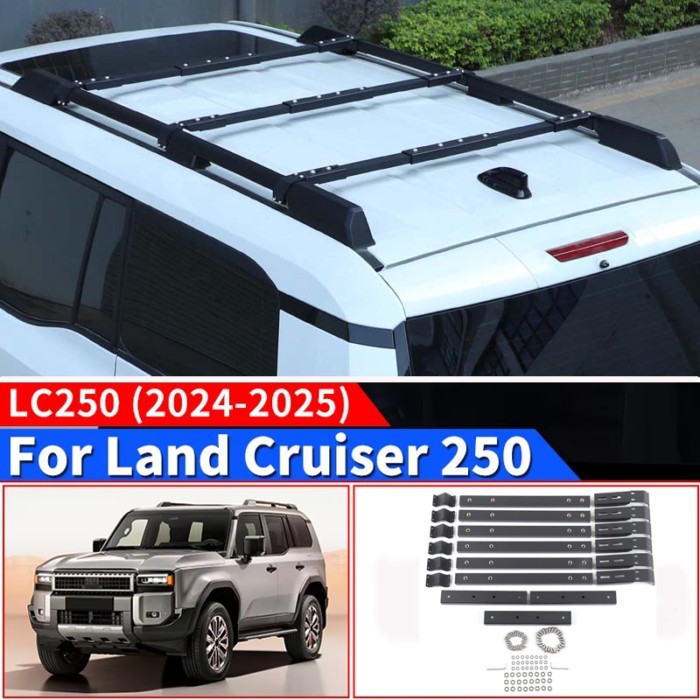 For Toyota Prado LC250 2024+Aluminum alloy black roof rack travel rack roof storage rack shelf car